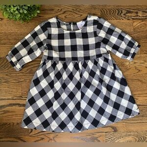Hanna Andersson Toddler Girls Black & White Buffalo Check Flannel Dress Sz 3T